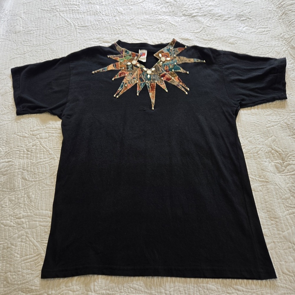 Vintage Western Aplique Womens Large‎ T-Shirt Made In The USA Cowgirl Festival
